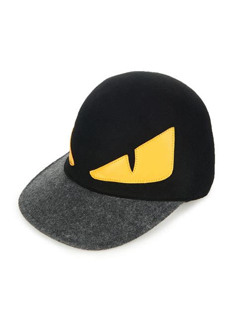 fendi black leather hat with eyes